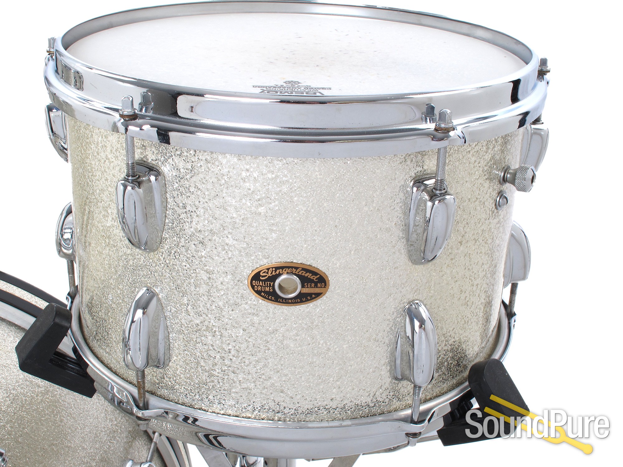 Slingerland 3pc 1960s Vintage Drum Set Silver Sparkle Used eBay