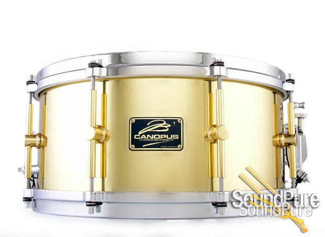 Canopus 6.5x14 The Brass Polished Shell Snare Drum-Die Cast — image 1
