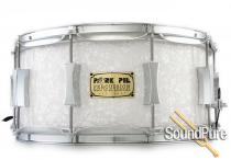 Pork Pie 6x14 Maple Solid Shell Snare Drum-White Marine Pork Pie 6x14 Maple Solid Shell Snare Drum-White Marine