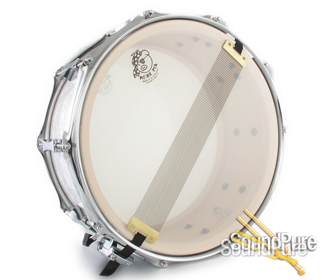Pork Pie 6x14 Maple Solid Shell Snare Drum-White Marine — image 4