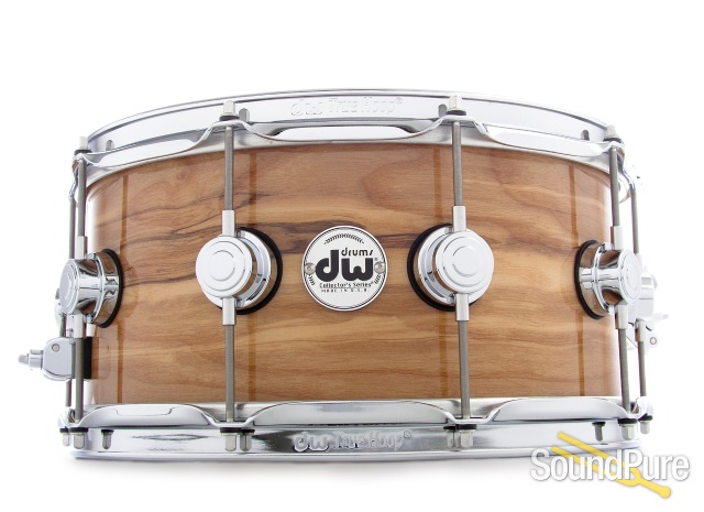 DW 6.5x14 Collectors Exotic Series Mahogany Snare Drum-Olive — image 1