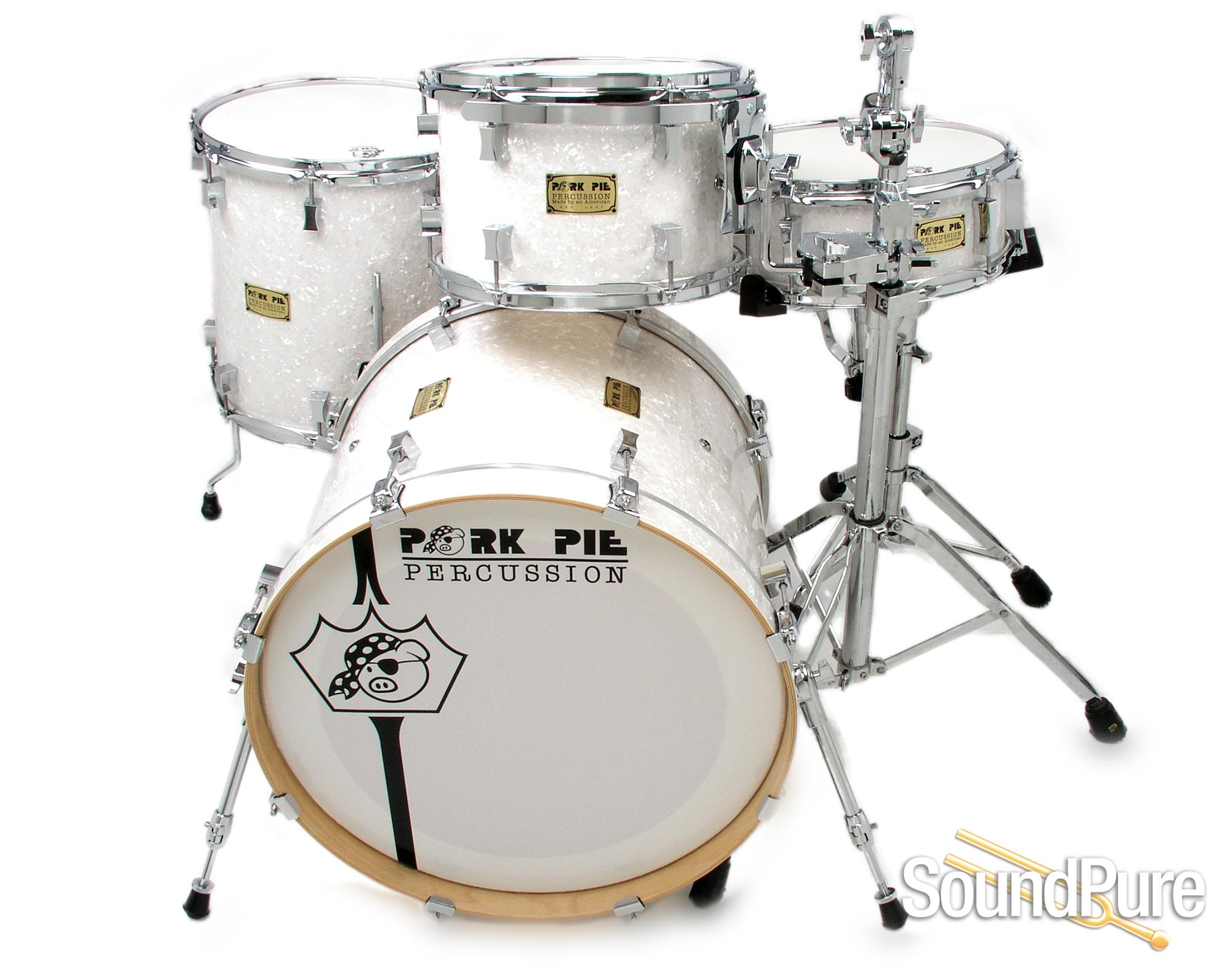 Pork Pie 4pc White Marine Pearl Maple Drum Set — image 1