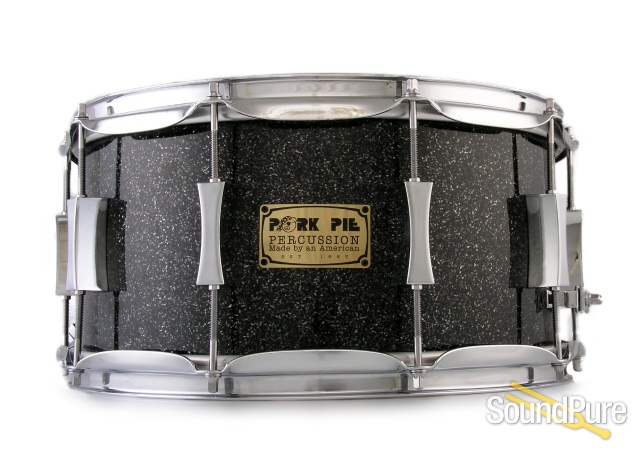 Pork Pie 7x14 Maple Snare Drum-Black Glass Glitter