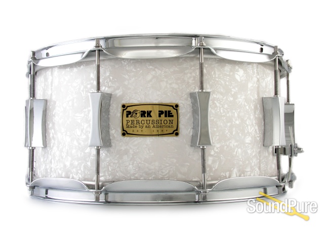 Pork Pie 7x14 Maple Snare Drum-White Marine Pearl
