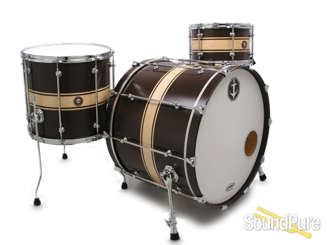 Anchor Drums 3pc Galleon Maple Drum Set-Classic Stripe — image 1