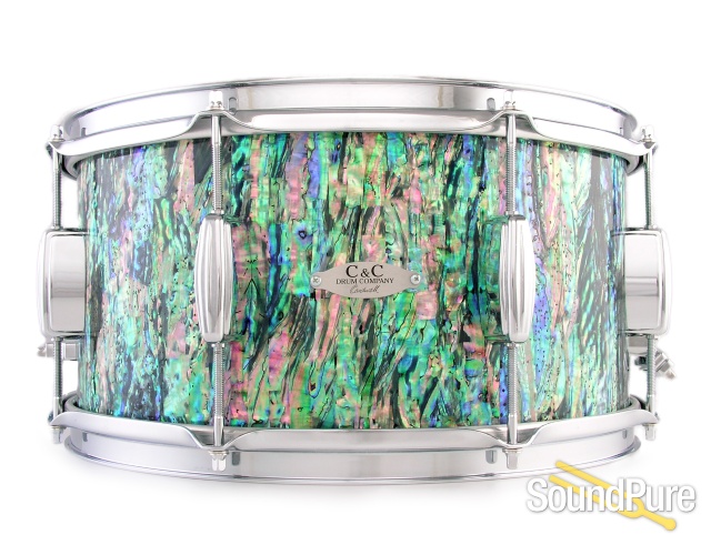 C&C Drums Custom 7.25x14 Snare Drum-Black Paua Abalone — image 1