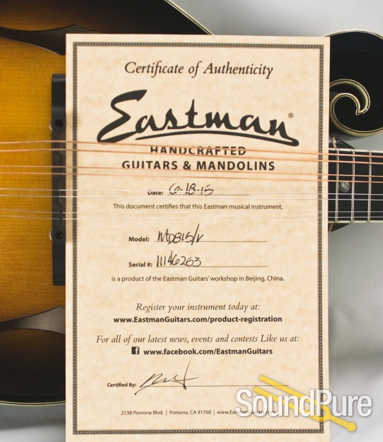 Eastman MD815V Addy Spruce/Flamed Maple Mandolin #11146253 — image 8