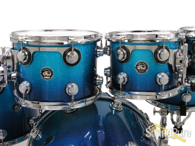 DW 6pc Collectors Series Maple Drum Set-Blue Sparkle Fade — image 3
