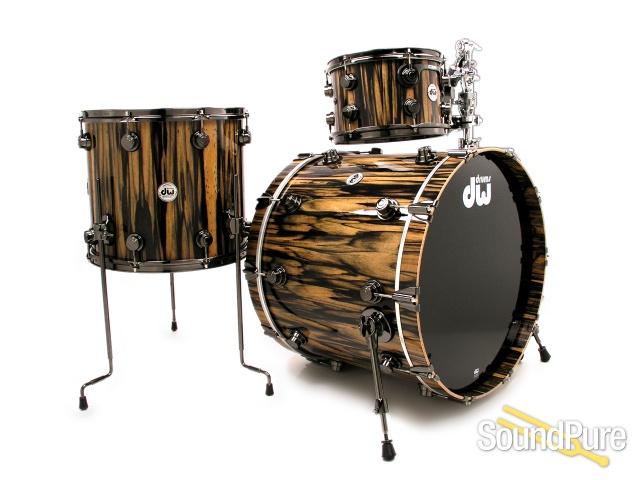DW 3pc Collectors Exotic Series Drum Set-Royal Ebony