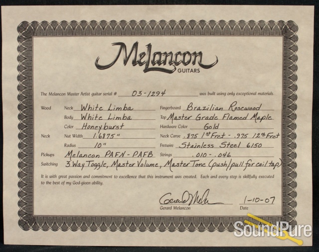 Melancon Master Artist 03-1294 Electric Guitar (# 3 of 20 ) — image 4