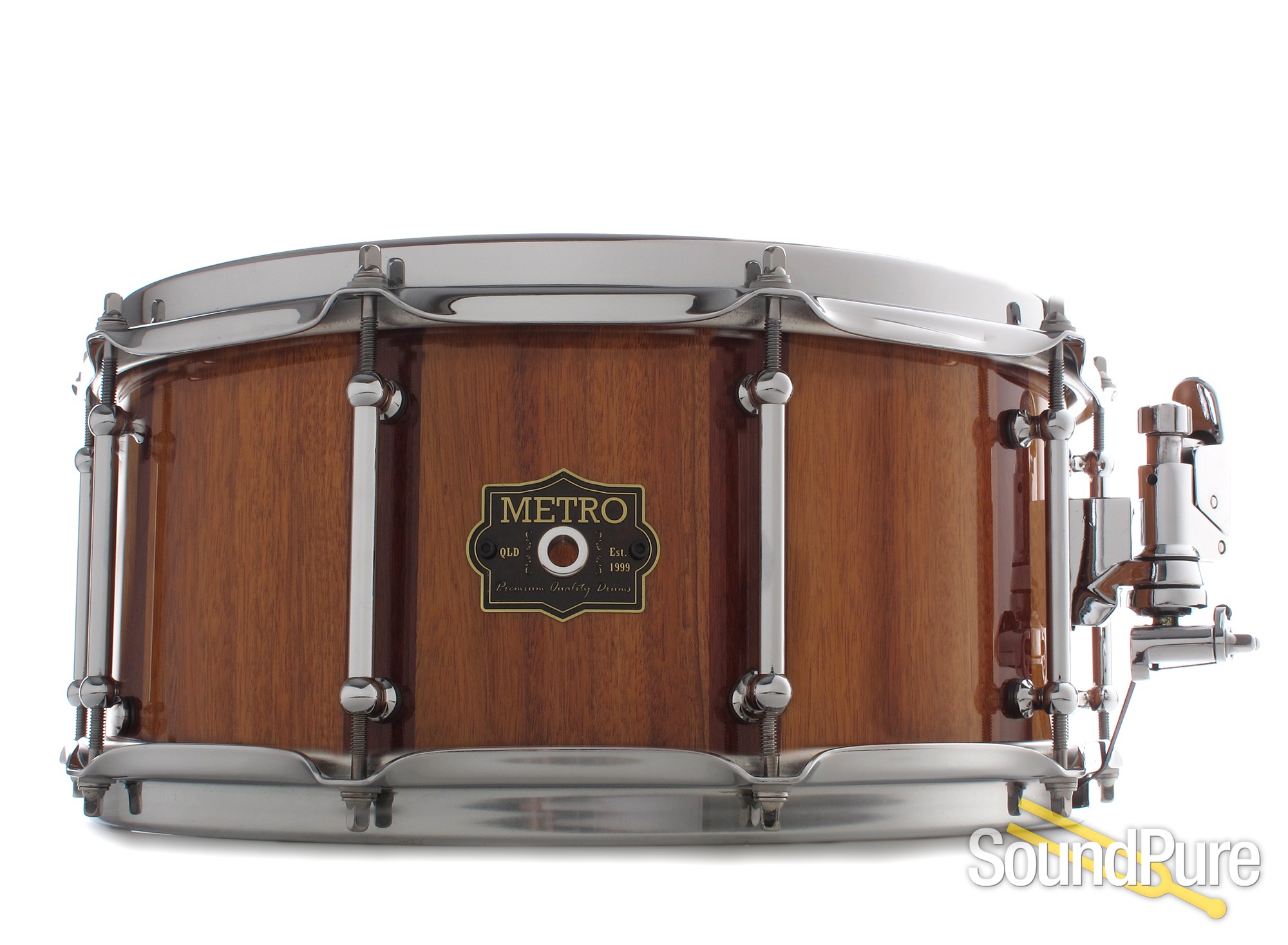 Metro 6.5x14 Blackwood Block Snare Drum Mahogany Stripes