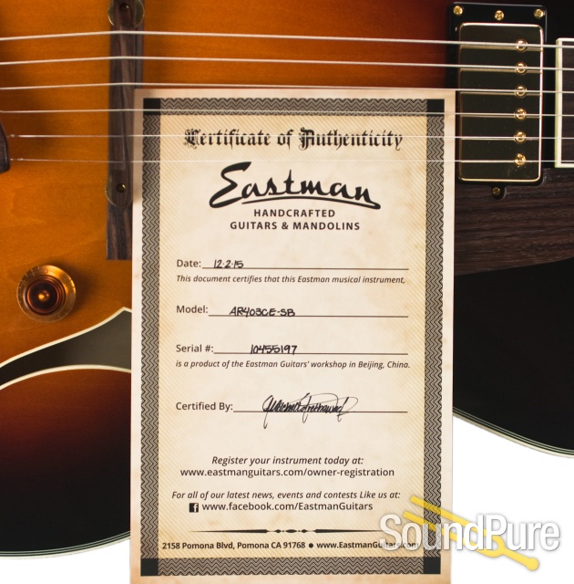 Eastman AR403CE-SB Sunburst Archtop Guitar #10455197 — image 8