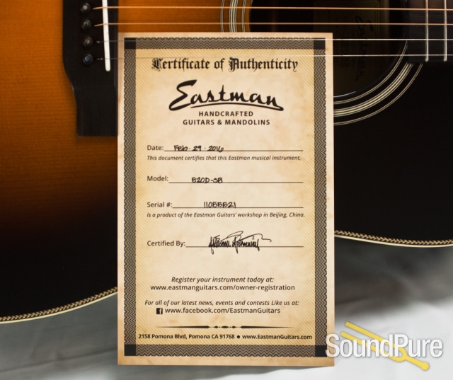 Eastman E20D-SB Adirondack/Rosewood Sunburst Acoustic #5521 — image 9