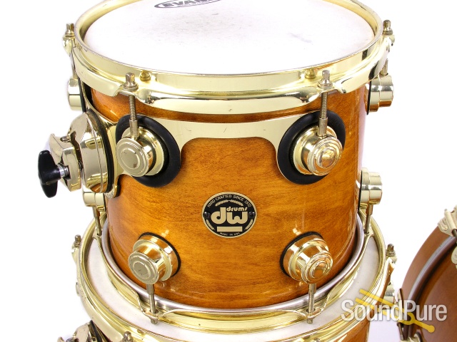 DW 4pc Collectors Series Amber Gloss Maple Drum Set-Gold — image 6