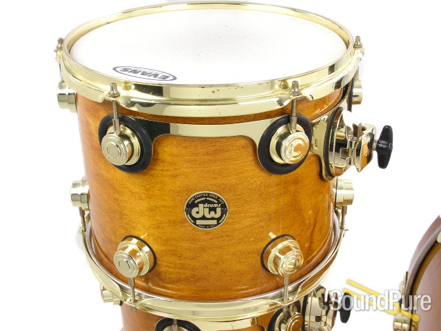 DW 4pc Collectors Series Amber Gloss Maple Drum Set-Gold — image 10