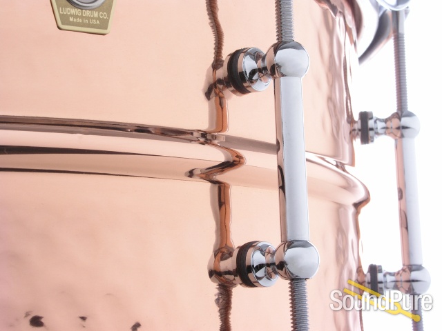 Ludwig 6.5X14 Hammered Copper Snare Drum-Tube Lugs — image 6
