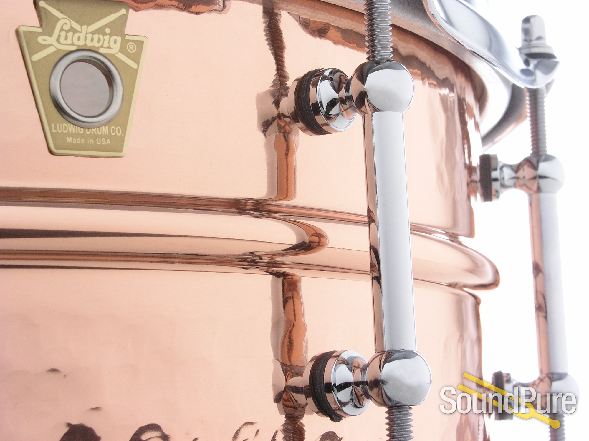 Ludwig 5X14 Hammered Copper Snare DrumTube Lugs Demo/Open Box