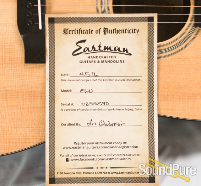 Eastman E6D Sitka/Mahogany Dreadnought Acoustic #10855390 — image 9