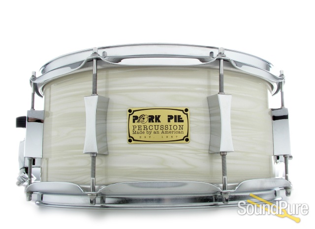 Pork Pie 6.5x13 Maple w/Rings Snare Drum White Oyster — image 1