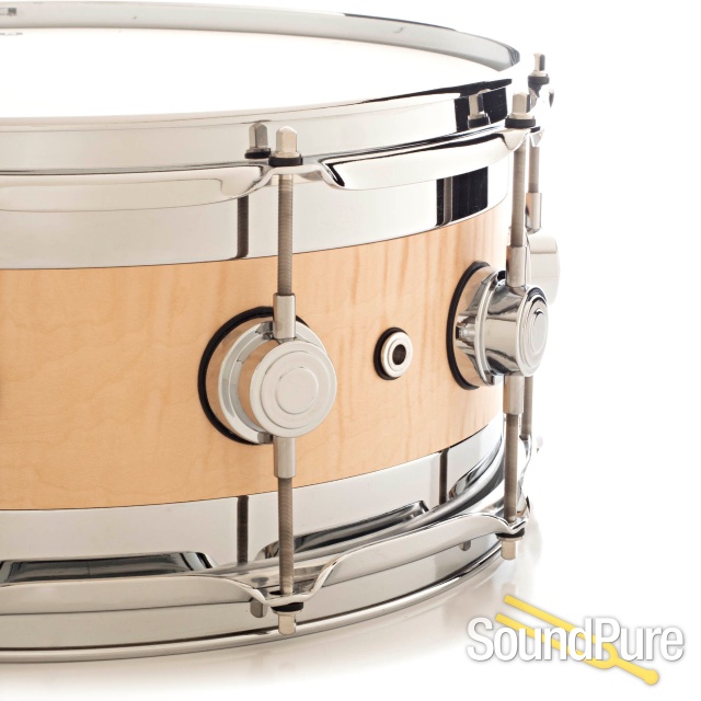 DW 6x14 Collectors Edge Curly Maple Snare Drum-Natural — image 3