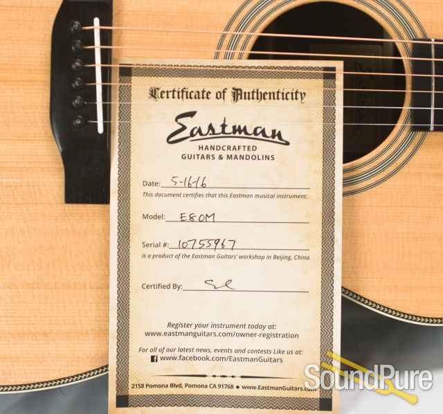 Eastman E8OM Sitka/Rosewood Acoustic #10755967 — image 8