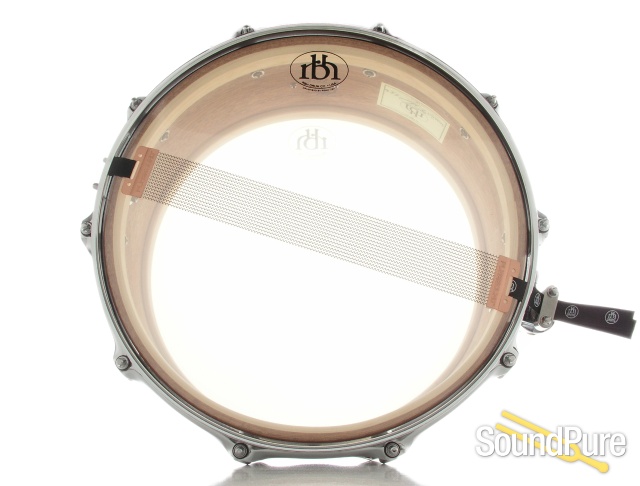 RBH 6.5x14 Prestige Mahogany w/ Maple Inlay Snare Drum — image 3