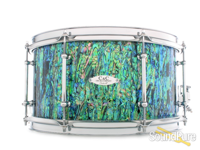 C&C Drums Custom 7.25x14 Snare Drum-Black Paua Abalone Tube — image 1