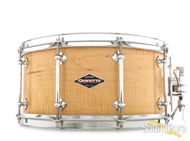 Craviotto 6.5x14 Curly Maple Custom Snare Drum Satin Finish — image 1