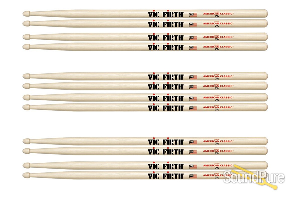 Vic Firth 7A Wood Tip American Classic Drumsticks6 Pairs