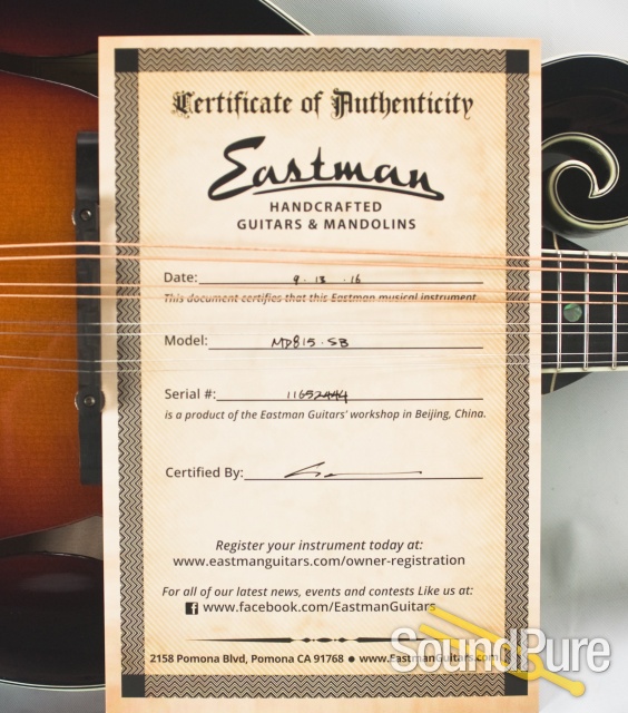 Eastman MD815-SB Addy/Flame Maple F-Style Mandolin #11652444 — image 8