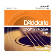 D'Addario EJ15 Phosphor Bronze Extra Light 10-47 Strings D'Addario EJ15 Phosphor Bronze Extra Light 10-47 Strings