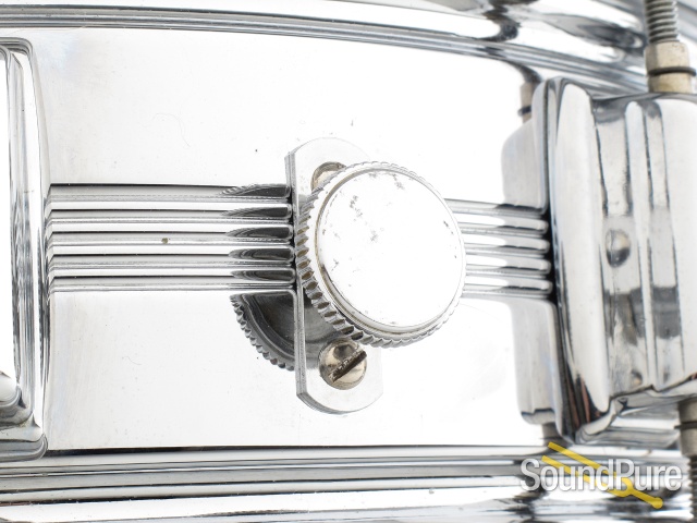 Rogers 5x14 5-Line Chrome Over Brass Dynasonic Snare Drum — image 4