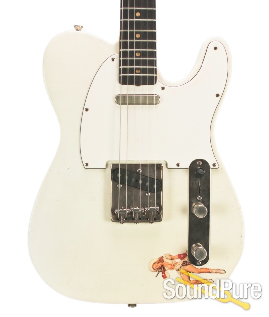 Mario Guitars T-Style Olympic White Relic w/ Pinup #1116220 — image 1