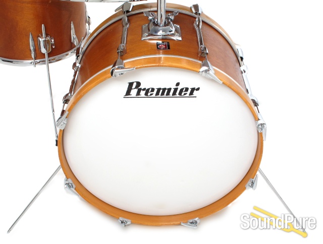 Premier 4pc 1970s Mahogany Drum Set Natural Satin — image 11