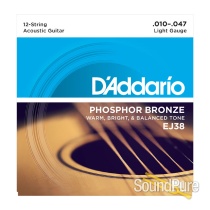 D'Addario EJ38 12-String Phosphor Bronze Acoustic 10-47 D'Addario EJ38 12-String Phosphor Bronze Acoustic 10-47