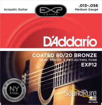D'Addario EXP12 80/20 Coated Bronze Medium 13-56 Strings