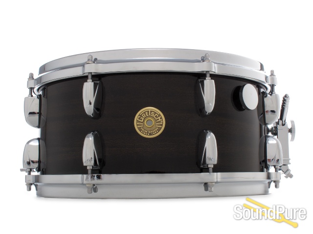 Gretsch 6.5x14 USA Ebony Ribbon Mahogany Snare Drum — image 1