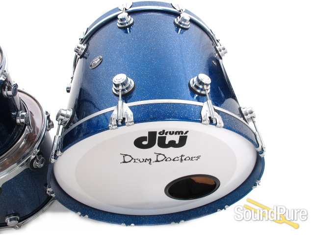 DW 4pc Collectors Maple Drum Set-Silver Blue Sparkle Lacquer — image 4