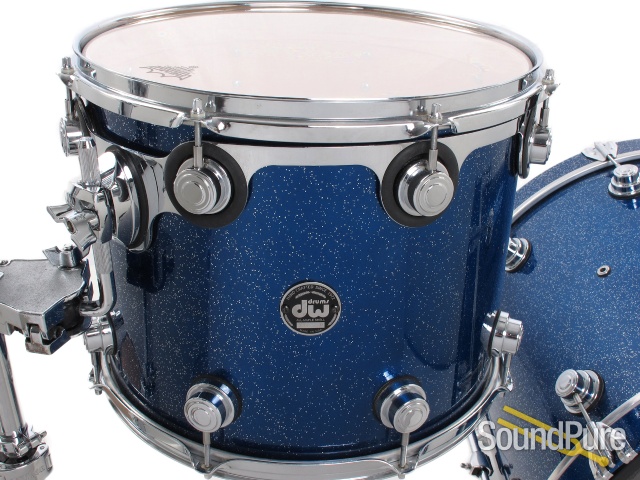 DW 4pc Collectors Maple Drum Set-Silver Blue Sparkle Lacquer — image 5