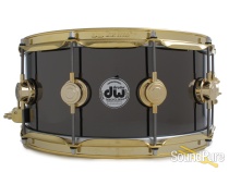 DW 6.5x14 Collectors Black Nickel over Brass Snare Drum-Gold DW 6.5x14 Collectors Black Nickel over Brass Snare Drum-Gold