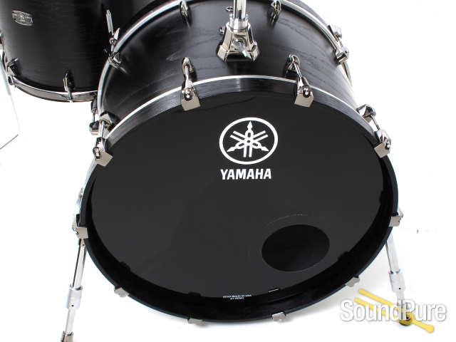 Yamaha 3pc Live Custom Oak Drum Set Black Wood Used — image 7