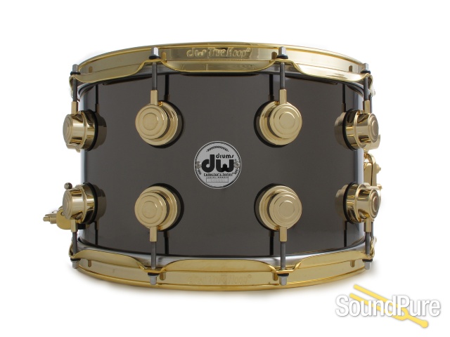 DW 8x14 Collectors Black Nickel over Brass Snare Drum-Gold