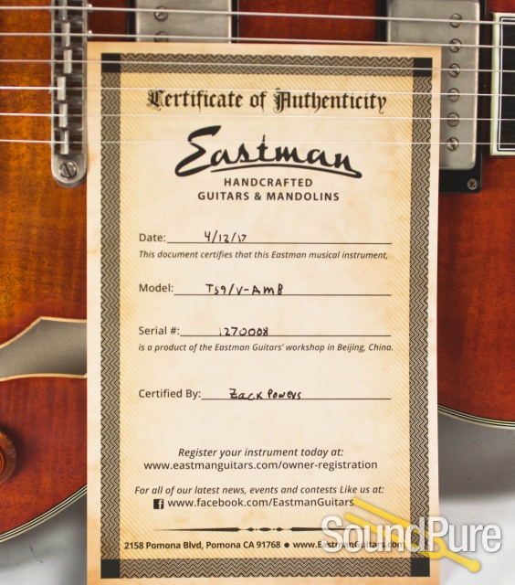 Eastman T59/V Thinline Semi-hollow Electric #12750008 — image 3