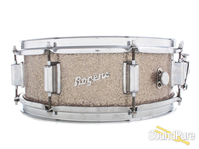 Rogers 5x14 Powertone Snare Drum Silver Sparkle Glass — image 1