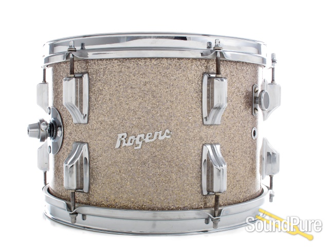 Rogers 8x12 Holiday Rack Tom Drum Silver Sparkle Glass — image 1