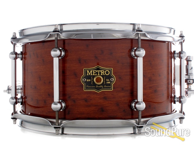 Metro Drums 7x13 Spotted Gum Ply Snare Drum-Black Spot Gloss — image 1