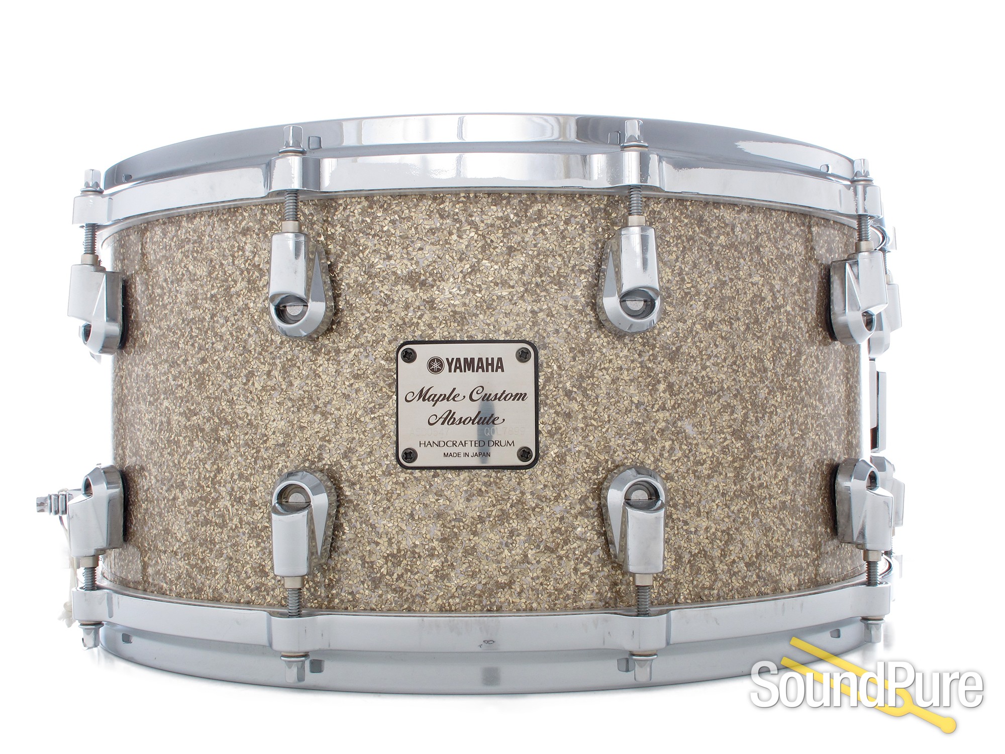 Yamaha 6.5x14 Maple Custom Absolute Snare Drum-Silver Glass