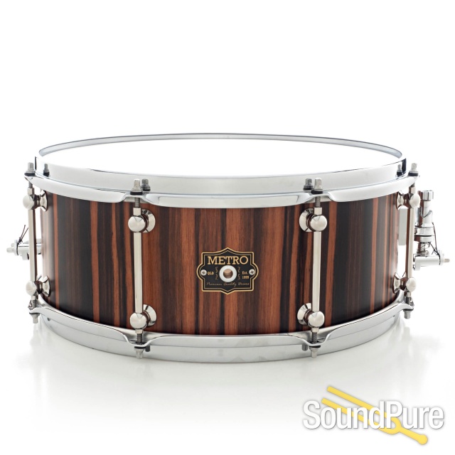 Metro Drums 6.5x16 Spotted Gum Ply Snare Drum-Royal Ebony — image 1