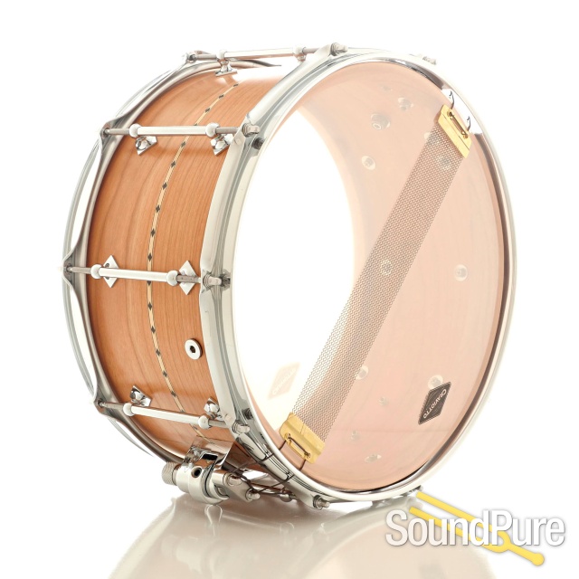 Craviotto 7x14 Cherry w/Maple Inlay Custom Snare Drum — image 3