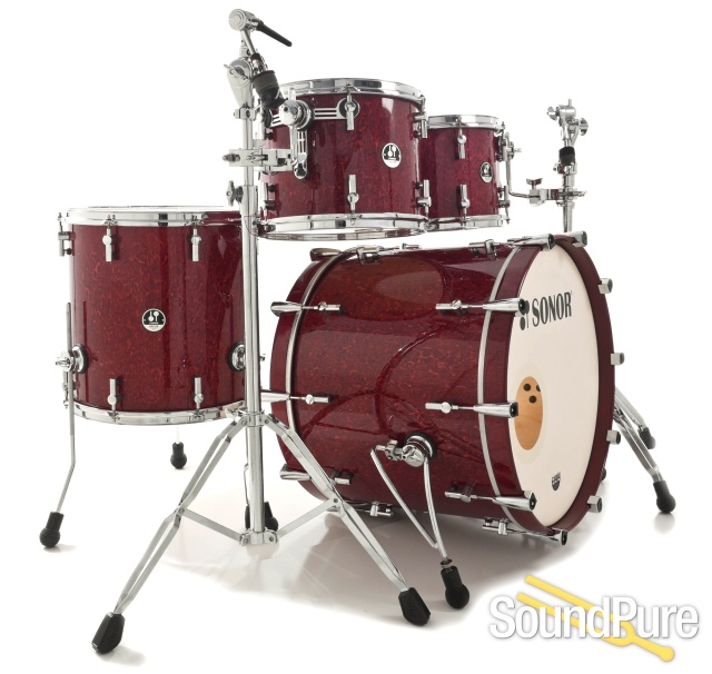 Sonor 4pc Delite Maple Drum Set-Cherry Birdseye